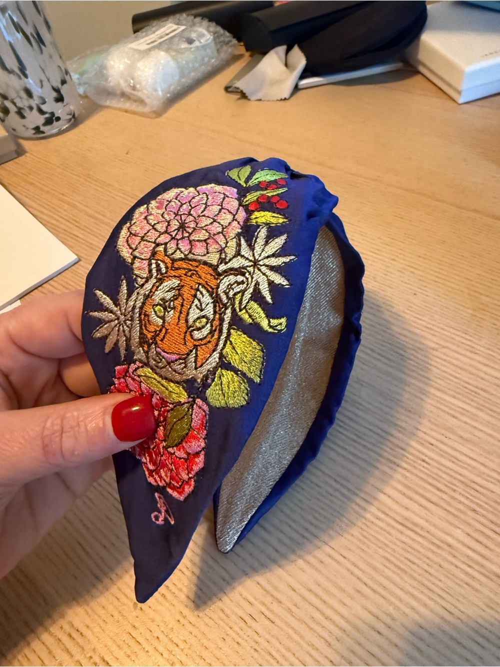 Powder Design Embroidered Floral Headband – Navy